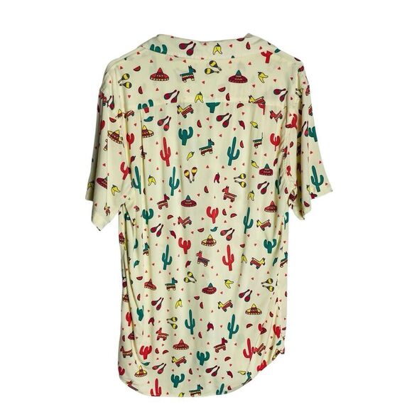 Tipsy Elves Cantina Captain Shirt Mens L Southwest Pinata Cactus AOP Party Cinco - Picture 3 of 9
